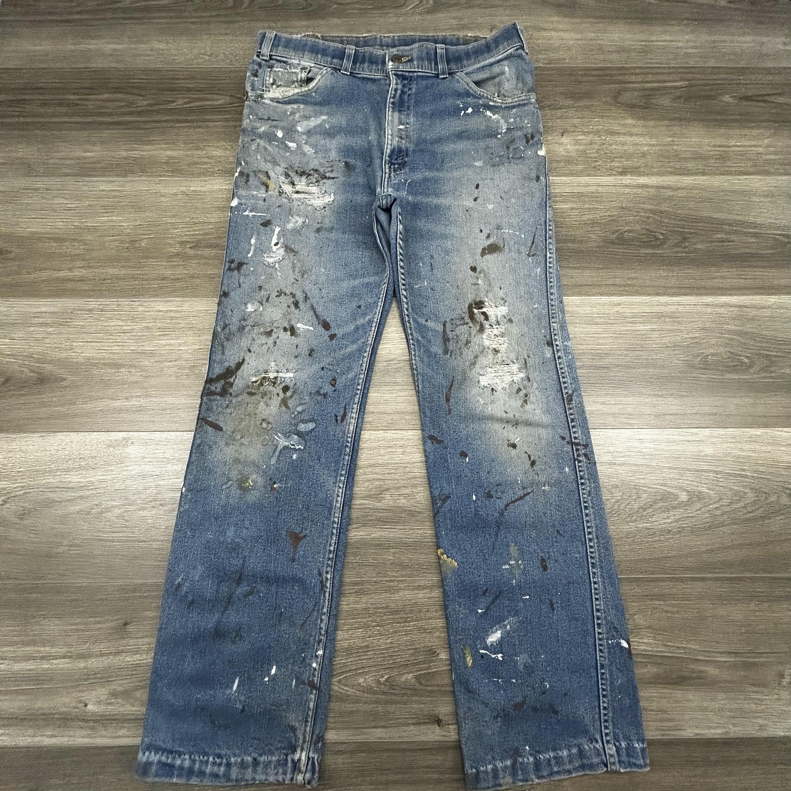 Vintage Levi’s 517 Jeans Mens 32×31 Orange Tab Paint Splatter 70s Made in USA