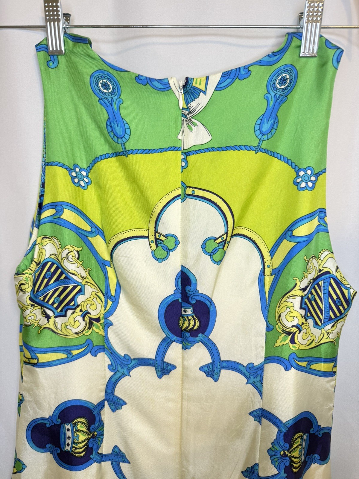 Julie Brown New York 100% Silk Shift Dress Women’s Size 6 Blue Green Print