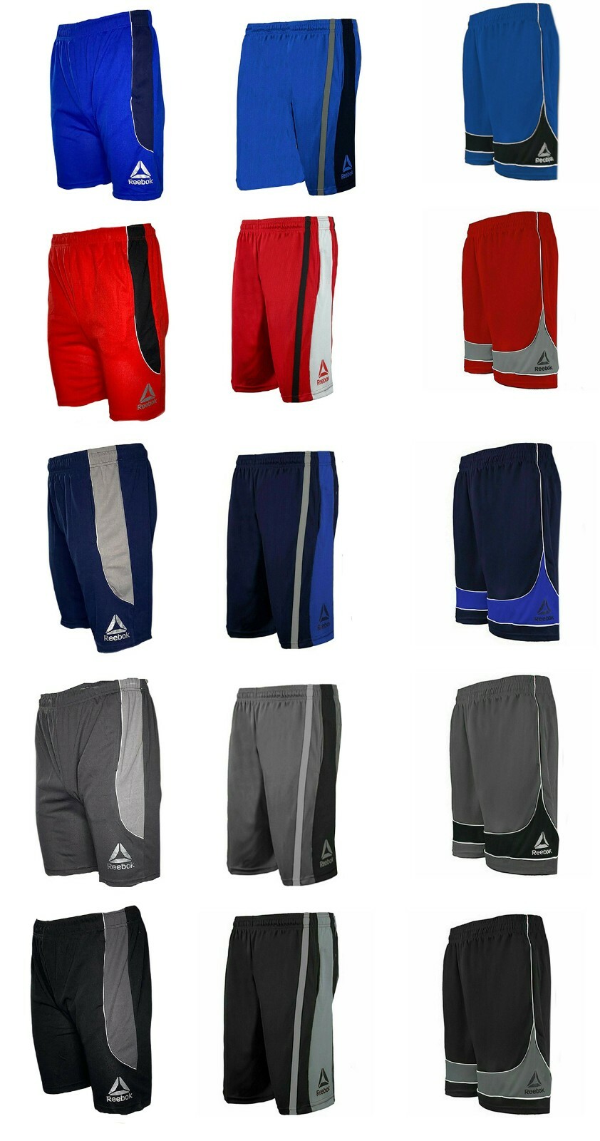 Reebok Men’s Mesh Gym Shorts Two-toned Workout Performance Basketball Shorts