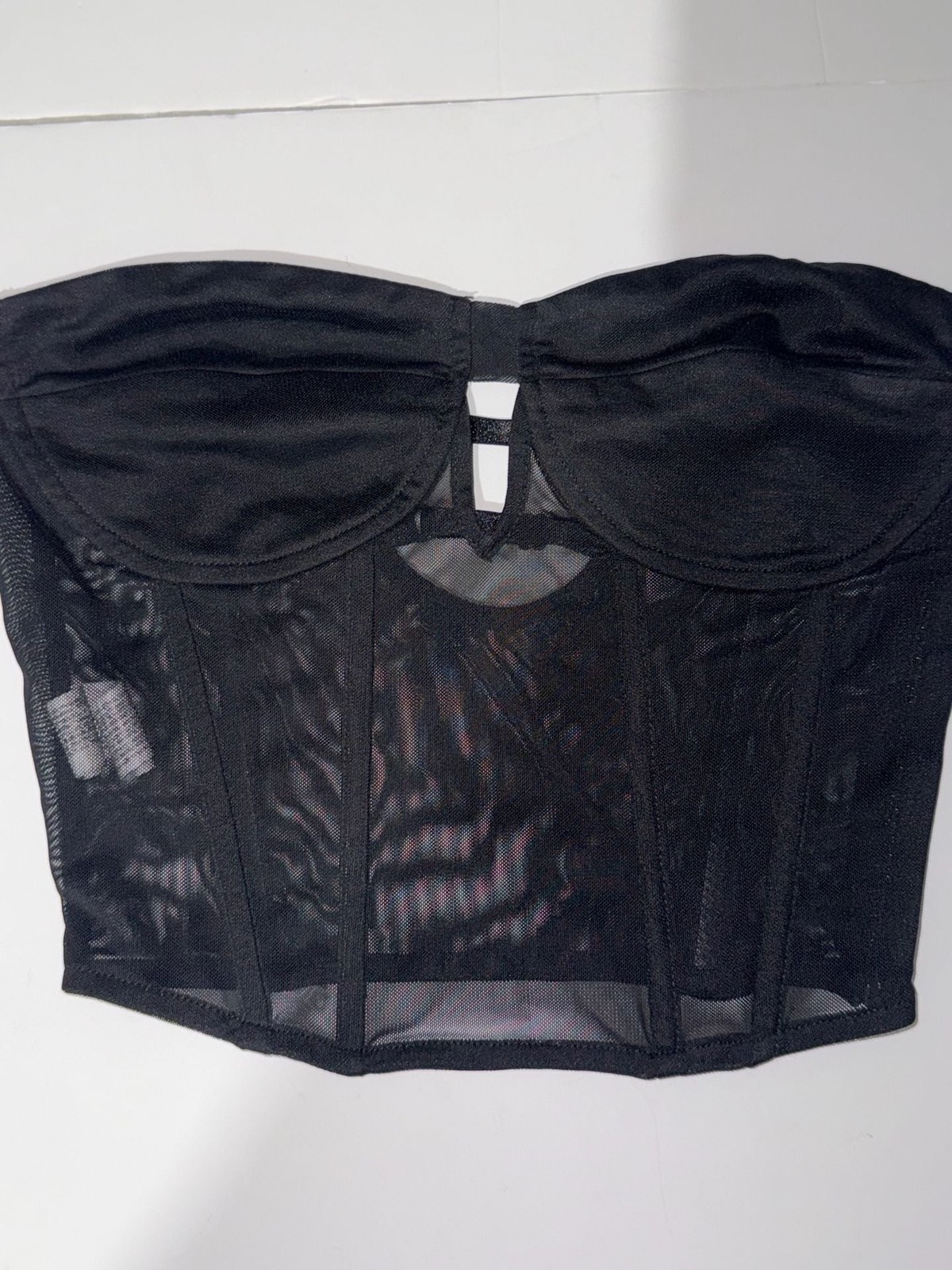 Black Mesh Strapless Corset Top