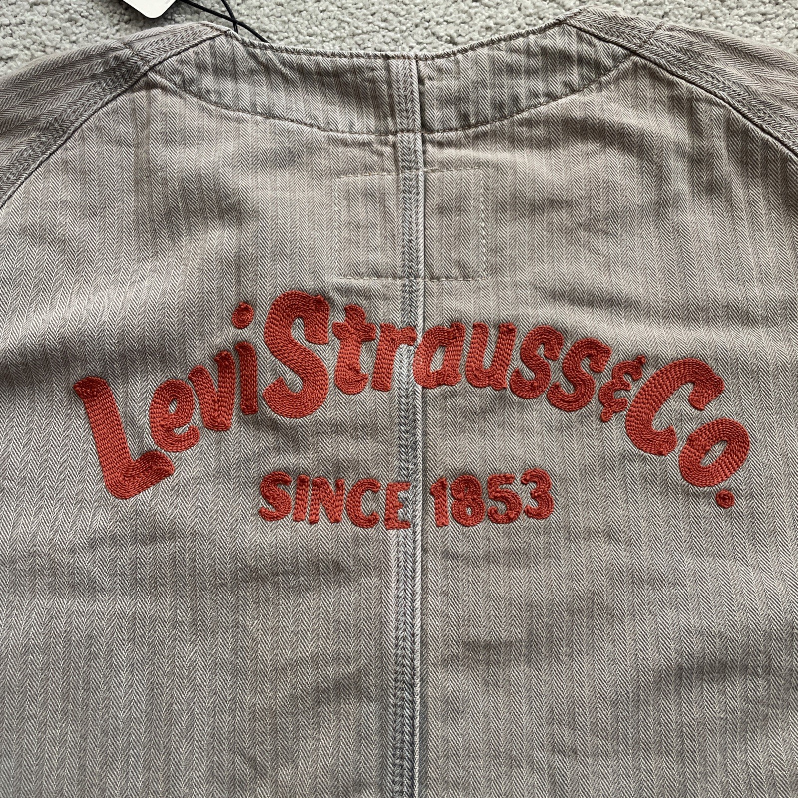 Levis Union Engineers Coat Beige Denim Cardigan Relaxed Fit 71390006 Men’s Sz L