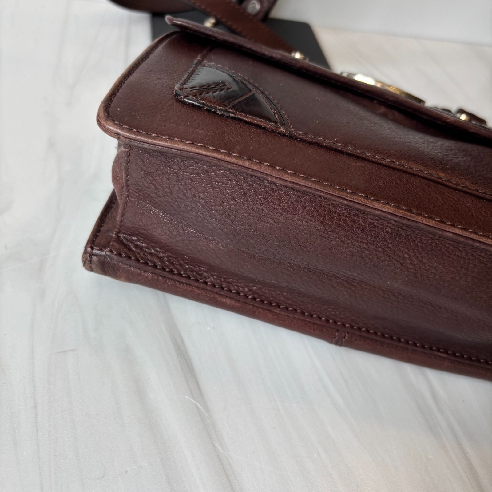 BRIGHTON Contempo City Brown Leather Crossbody Organizer Shoulder Bag Purse