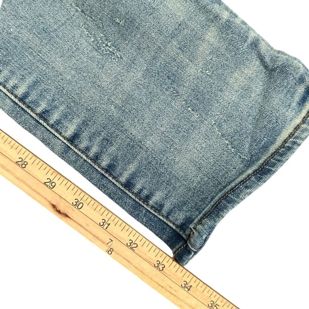 MNML Stretch Moto Denim Jeans Men Size 38 Blue Distressed Ripped Pants NEW