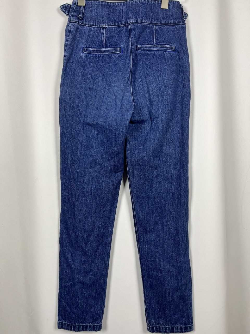SEZANE Denim Blue High Waist Pleated Belted Regular Slim Fit Pants Size 34