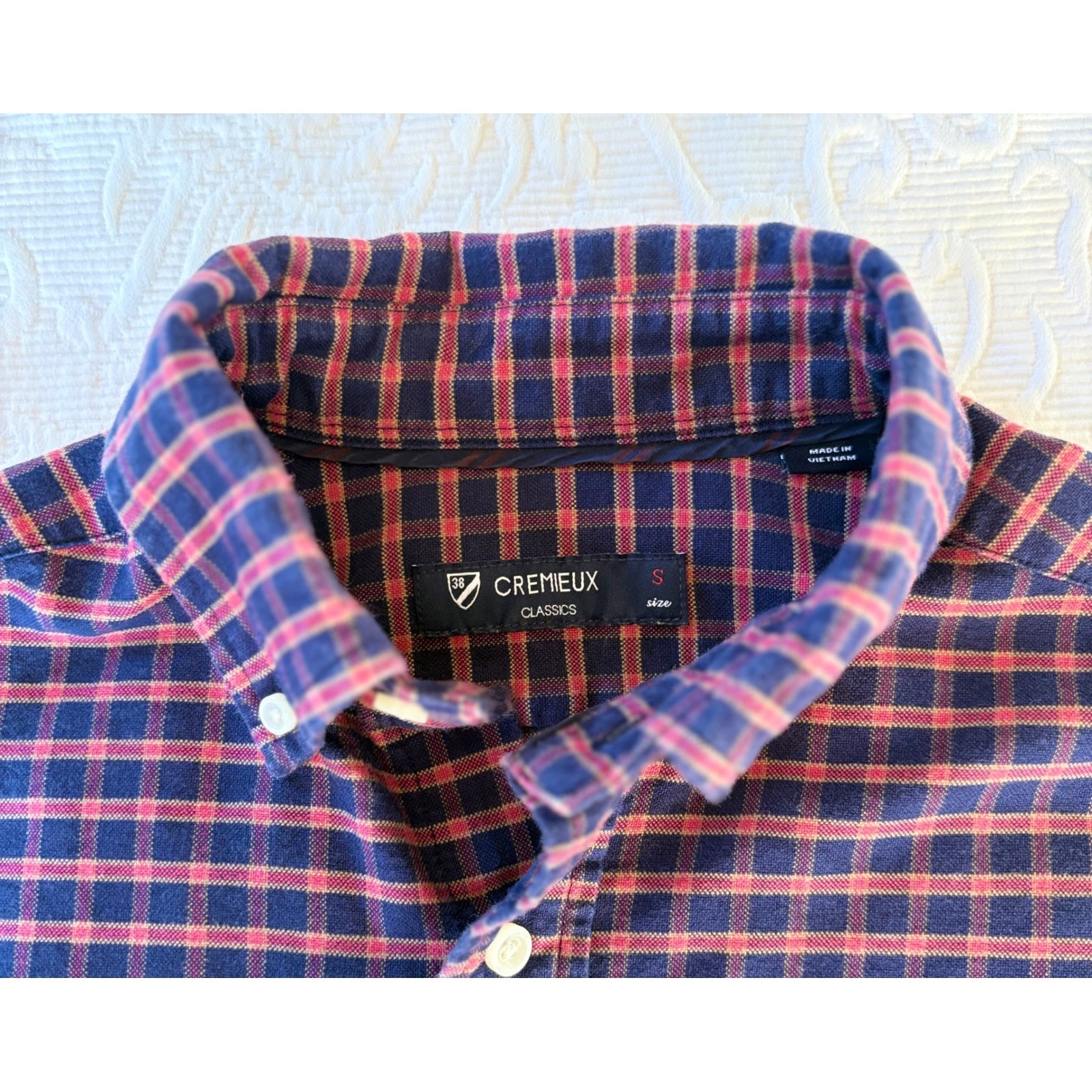 CREMIEUX CLASSICS Mens Button Down Shirt Plaid Long Sleeve Size S