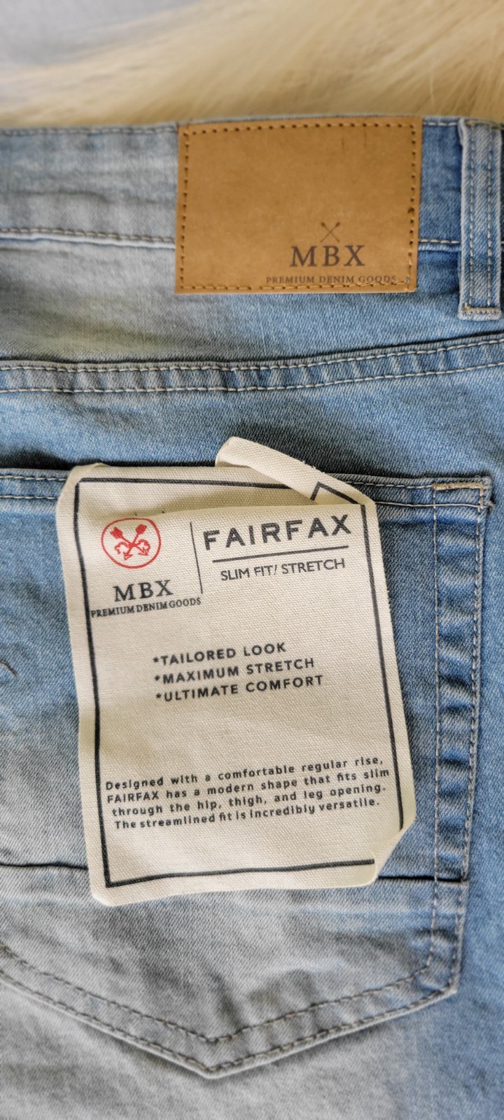 Mbx fairfax slim stretch men’s jeans Style 1 107 800 M656 Color Memory Sz36×30