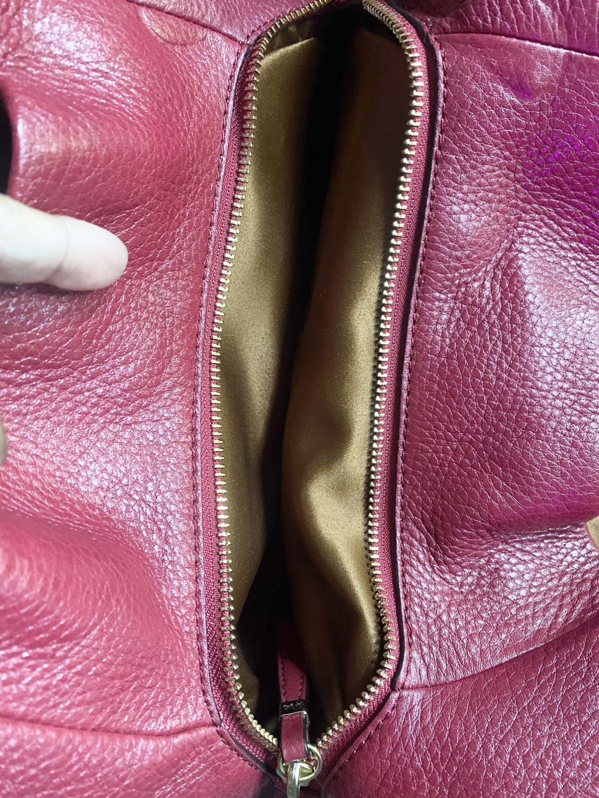 Coach Madison Phoebe Shoulder Bag in Cherry Red Pebble Leather has 3 sections