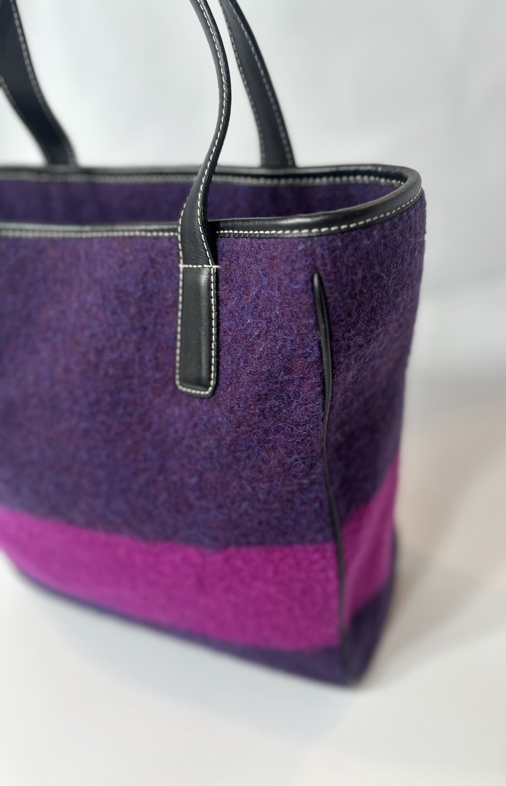 Vintage COACH 8129 Rare Pink & Purple Limited Edition Wool Tote Handbag