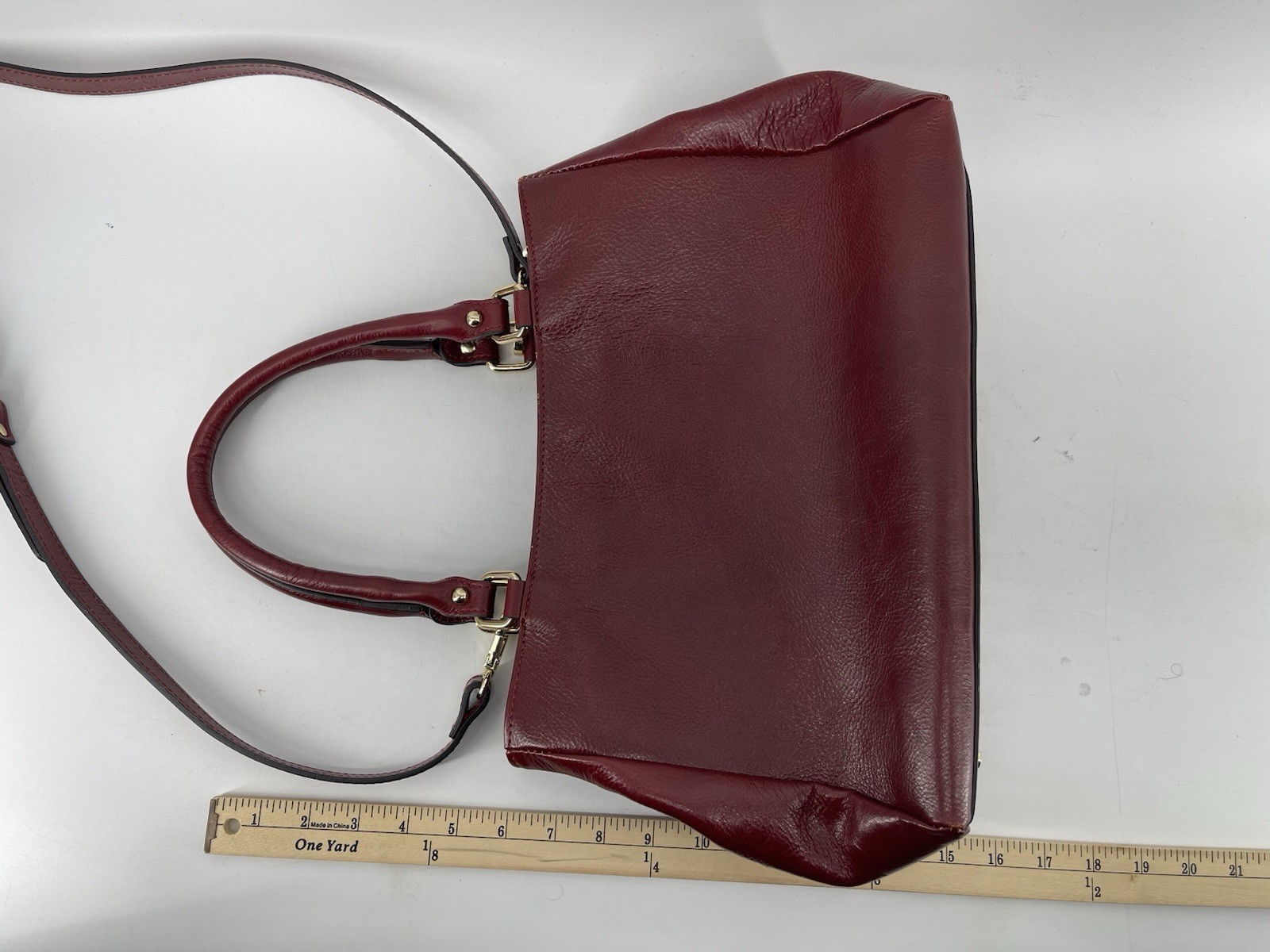 Divina Firenze Large Burgundy Red Leather Cross Body Shoulder Hand Bag Purse