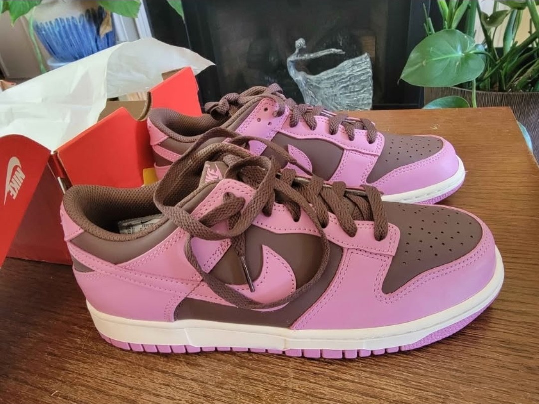 Nike Dunk Low Men’s Low Top Lace-Up Athletic Sneakers Pink Brown Colorblock