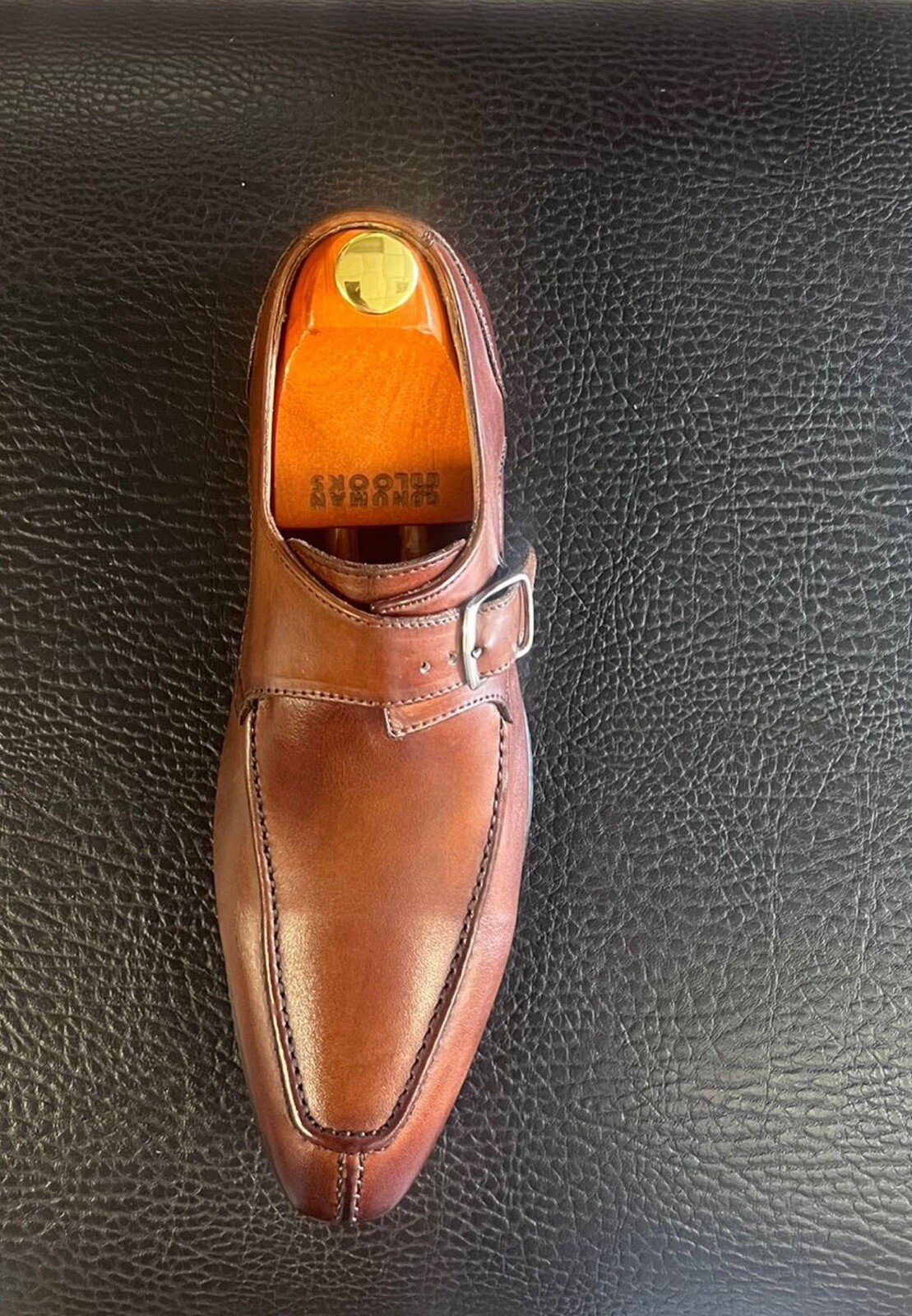 Italian leather dress shoe Monk Strap,brown Color Size 40, /42,43,45 Available
