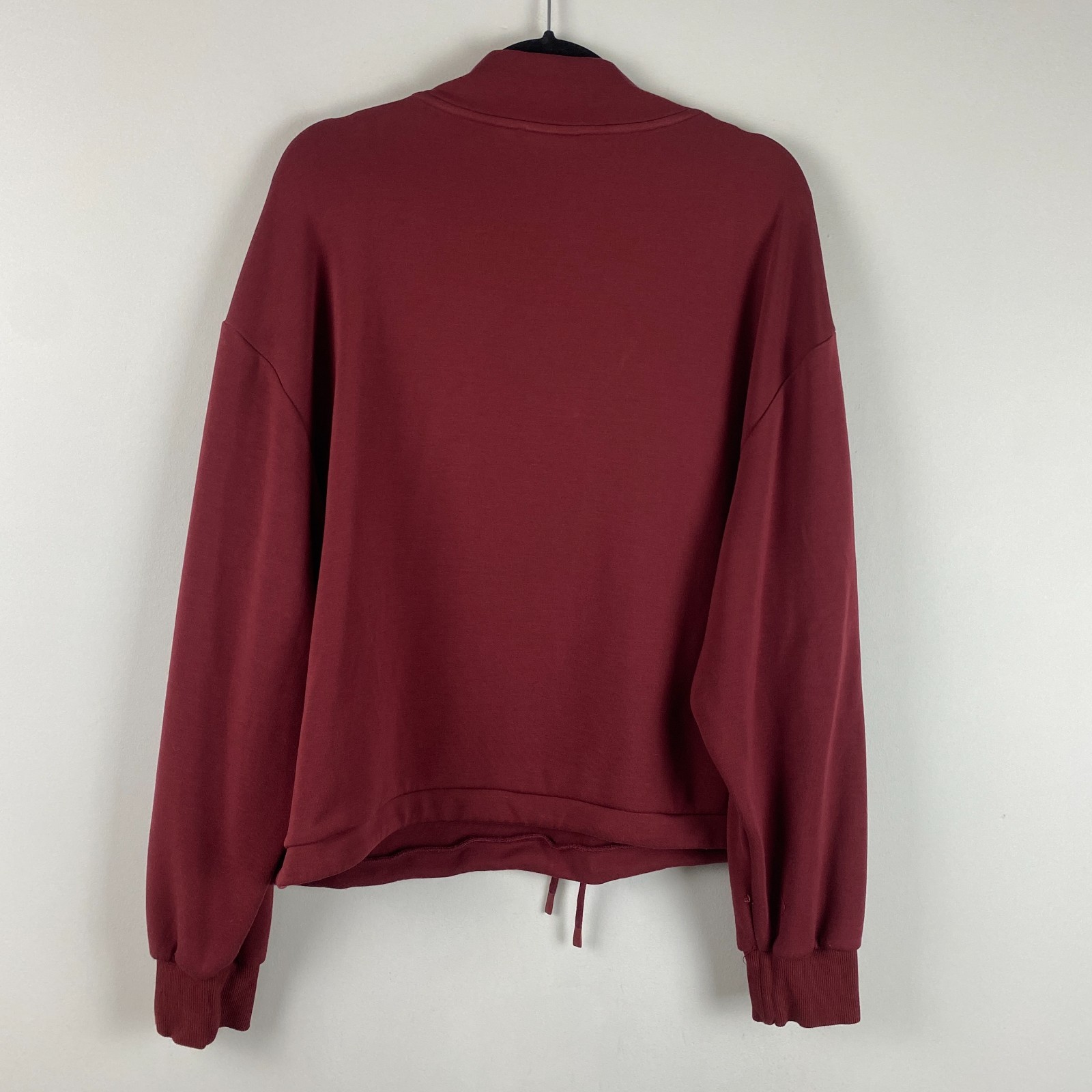 Varley Betsy Sweat Doublesoft Cowl Neck Drawstring Hem Red Sweatshirt XL