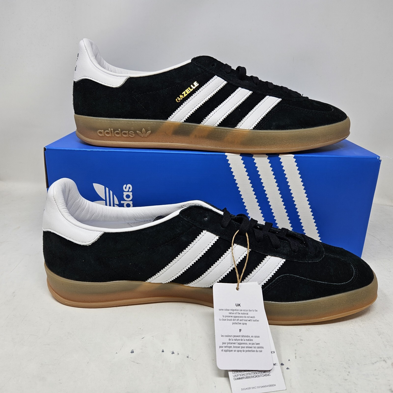 Men’s Adidas Gazelle Indoor Black Gum Athletic Casual Shoes / H06259 / Size 13