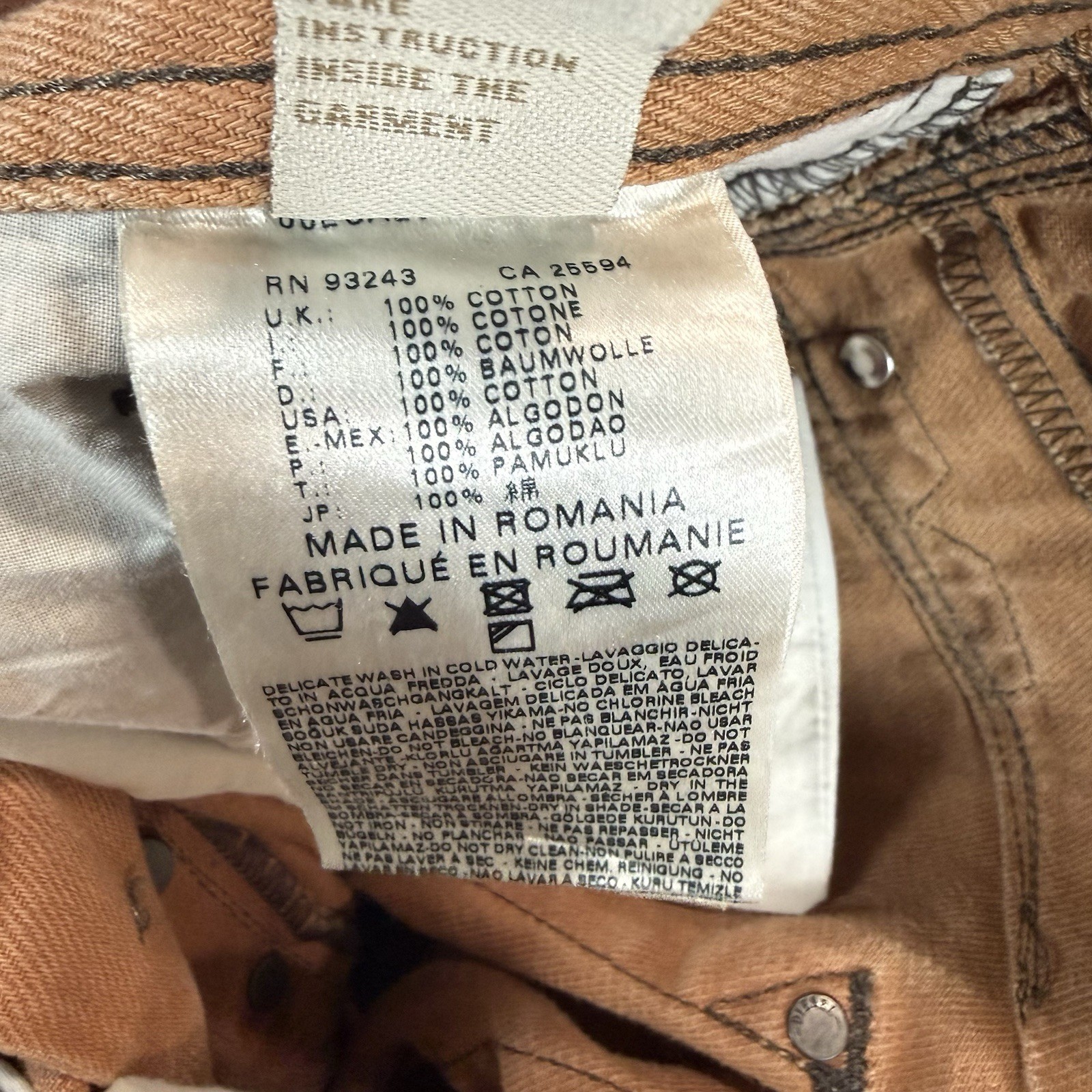 Diesel DARRON Jeans Mens 30×31 Tan Brown 3D Regular Slim Tapered Denim EUC