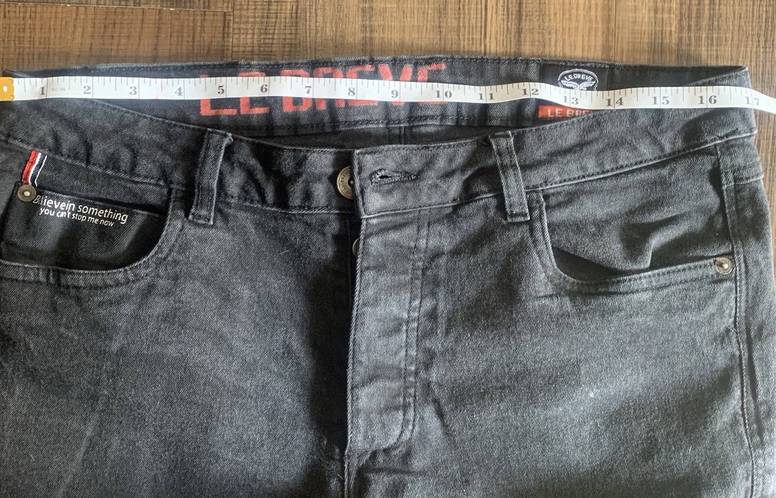 Le Breve Men Black Skinny Jeans Denim 32×30 Stretch Slim Excellent Condition
