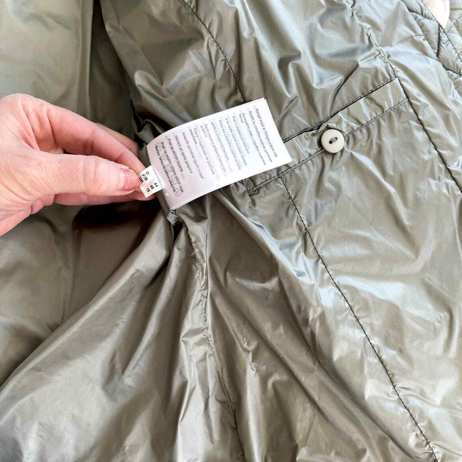 NWOT Madeleine Quilted Jacket Sage Green Size 16 Puffer Full Zip Ruffle Back