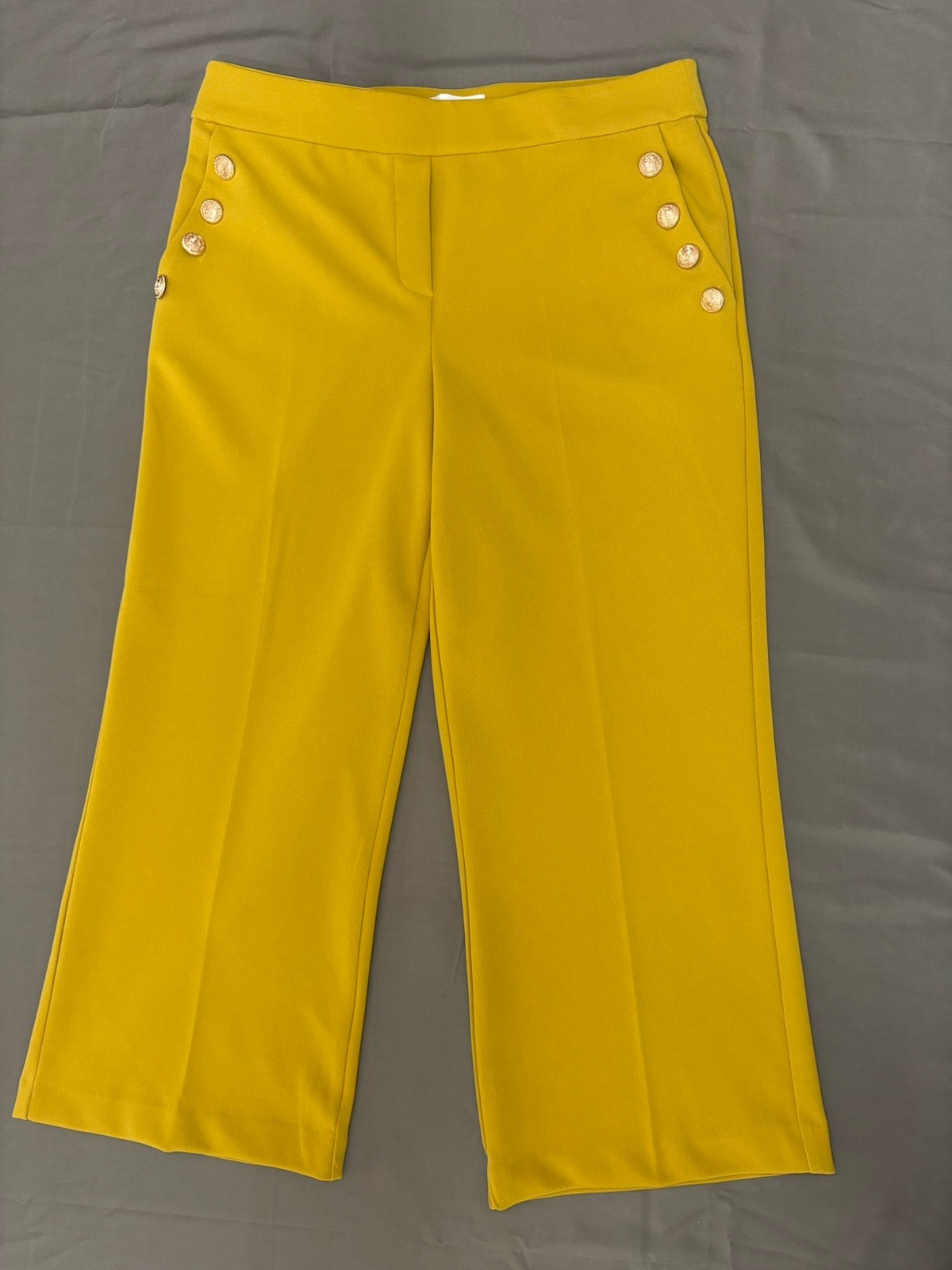 Jules & Leopold Flare Crop Pants Medium Mustard Yellow Career Academia Office