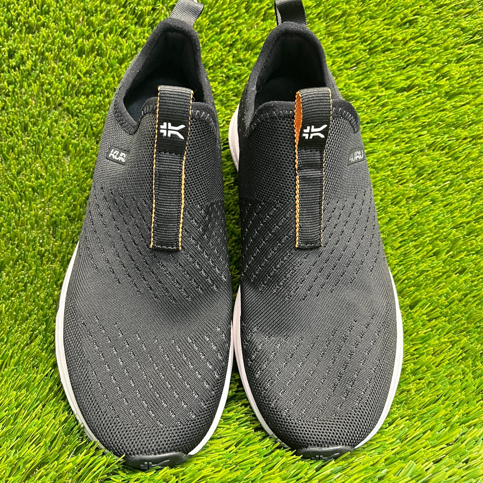 Kuru Atom Womens Size 9 Black White Athletic Walking Slip On Shoes Sneakers
