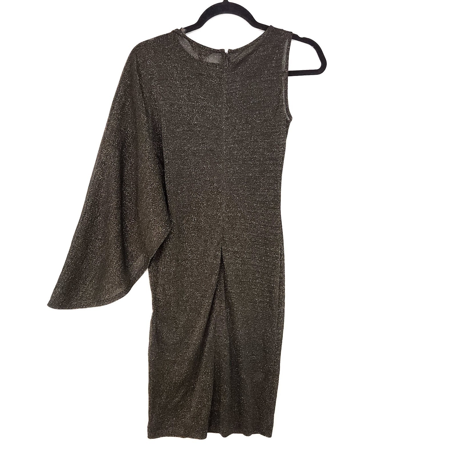 Ted Baker One Shoulder Sheer Bodycon Size 0 Gold Sparkle *NO Lining