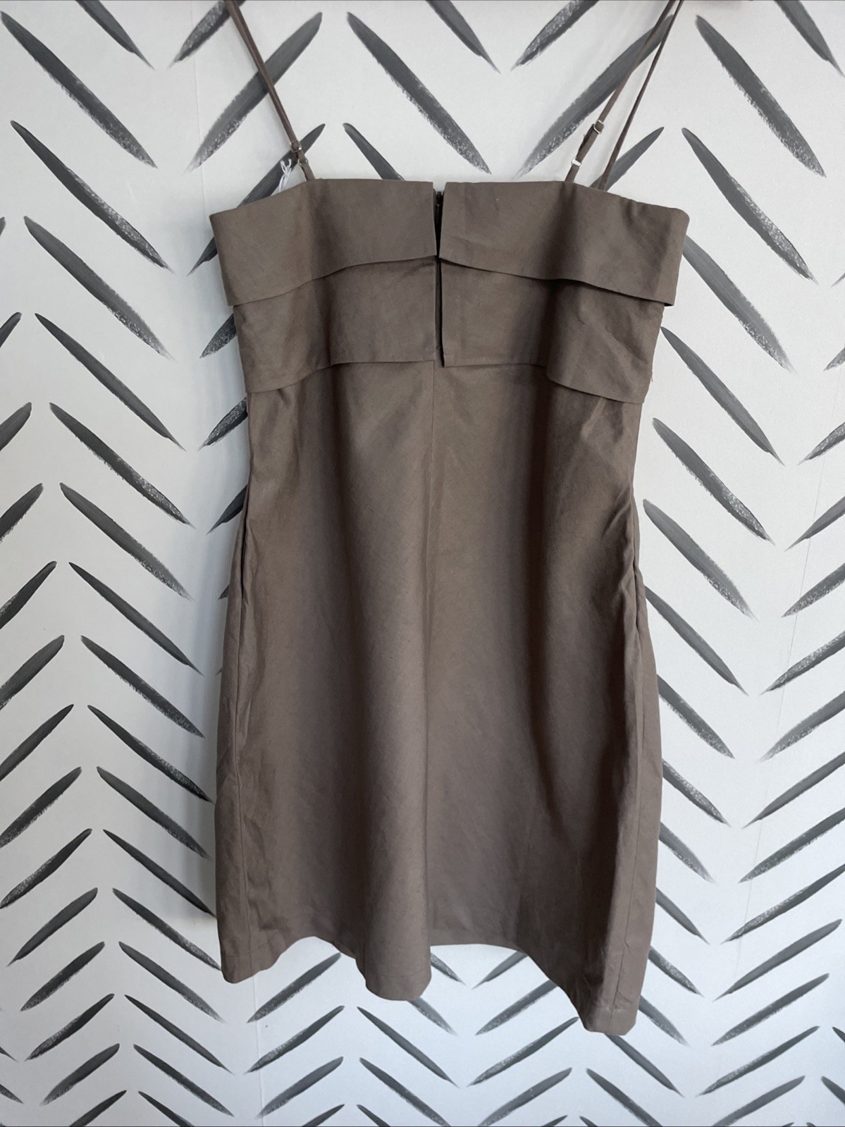 BNWT 100% Linen Strapless Midi Dress UK 8-10 Taupe Beige Summer Holiday Cruise