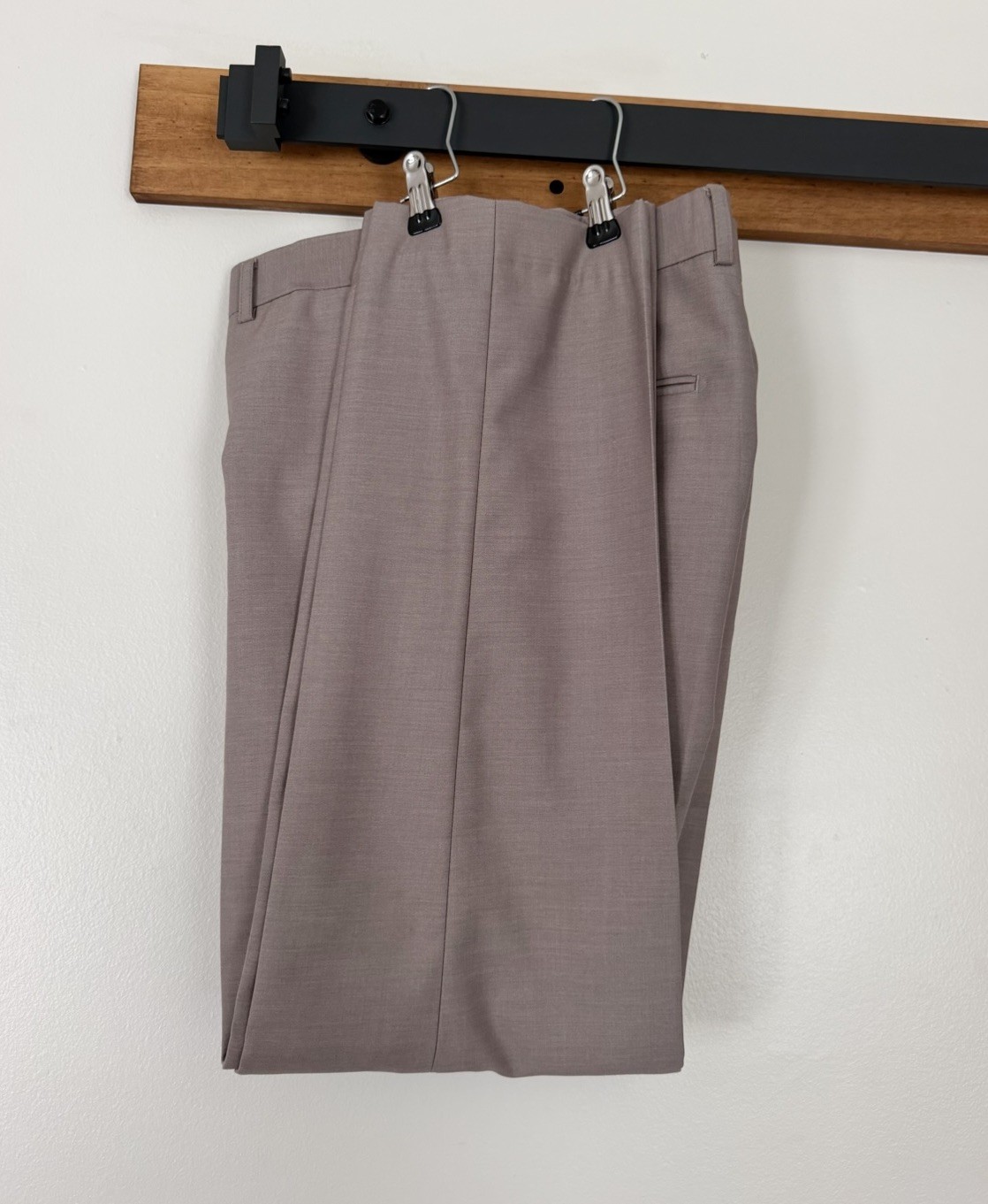 Cennes Des Graoom Indochino Slim Fit Double Breasted Taupe Suit Size 40R x 34W