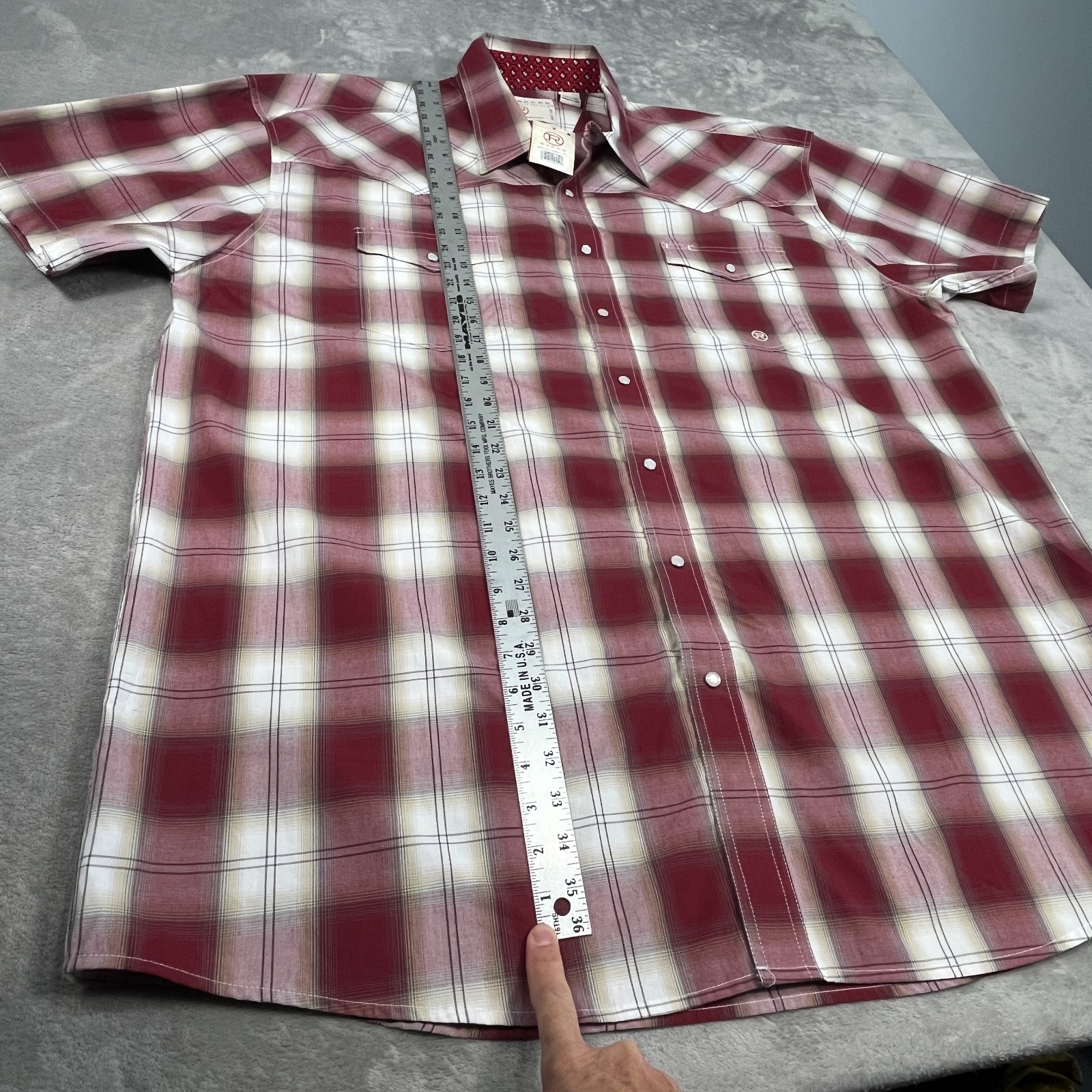 NWT Roper Western Shirt Mens 3XL Burgundy Plaid Pearl Snap S/S Cowboy Rodeo
