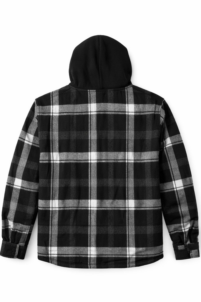Men’s Sherpa Lined Flannel Hoodie Jacket Warm Zip Up Winter Coat M-XXL