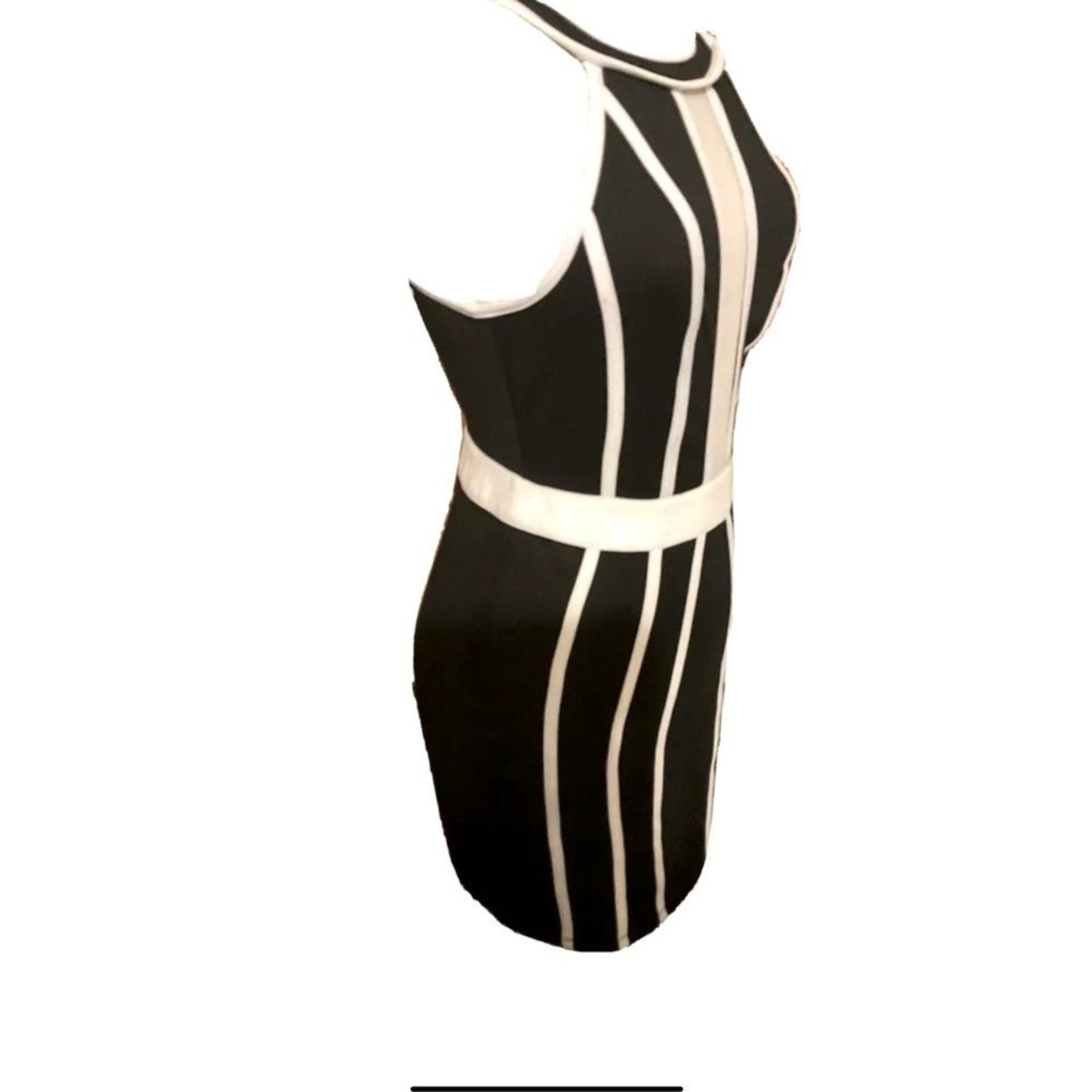 A’gaci form fitting stripe down party dress