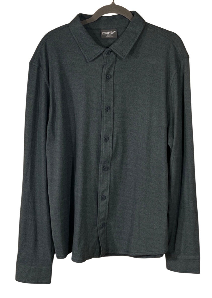 32 Degree Heat Button Front Shirt Size XXL Men’s Green Dark Storm