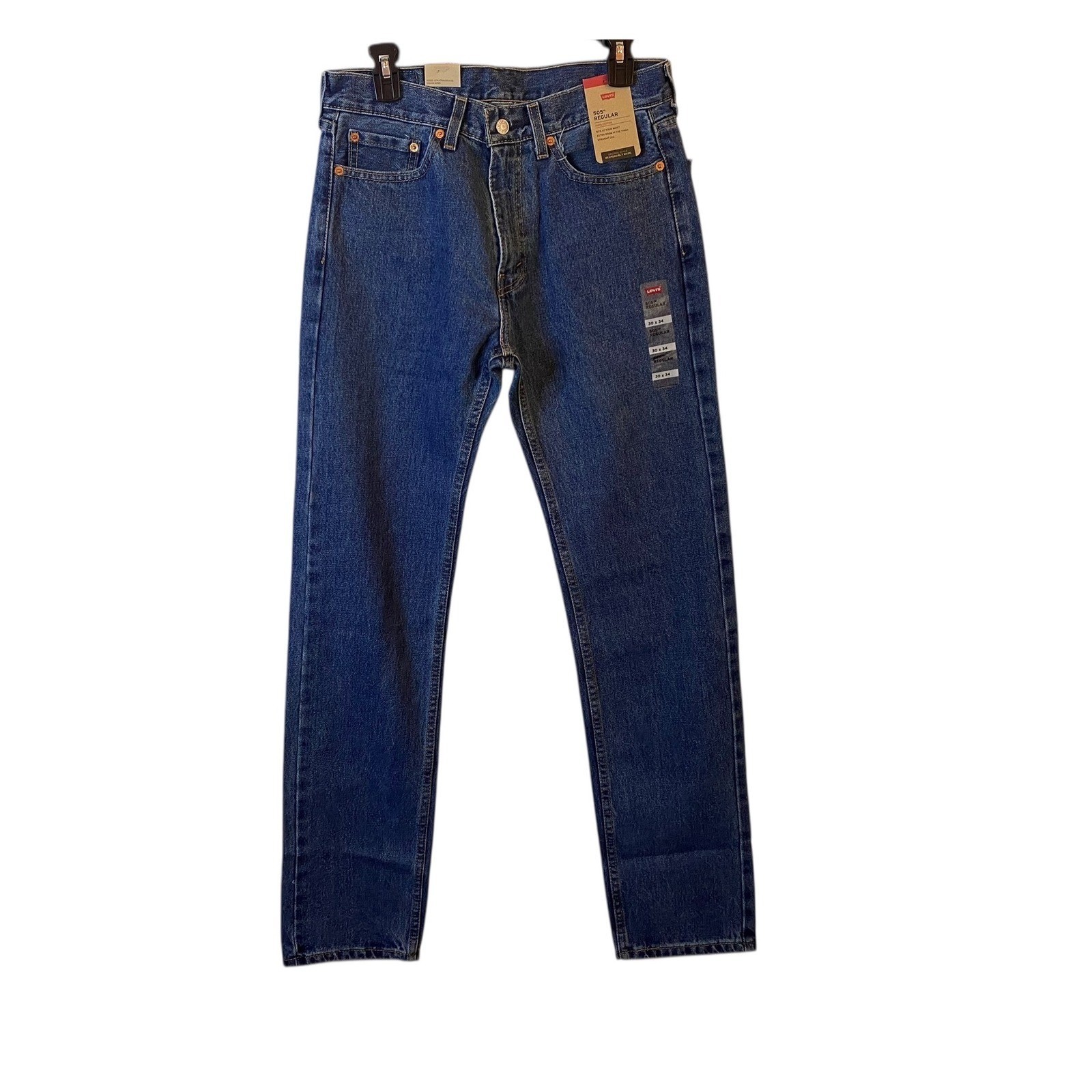 Levi’s 505 Regular Fit Blue Denim Jeans Men’s Size 30×34 Straight Leg Cotton
