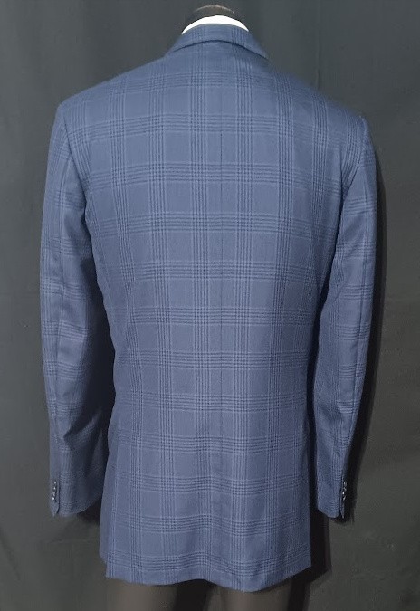 David August Blue Plaid Sport Coat Dual Vents Surgeon Cuffs 44XL