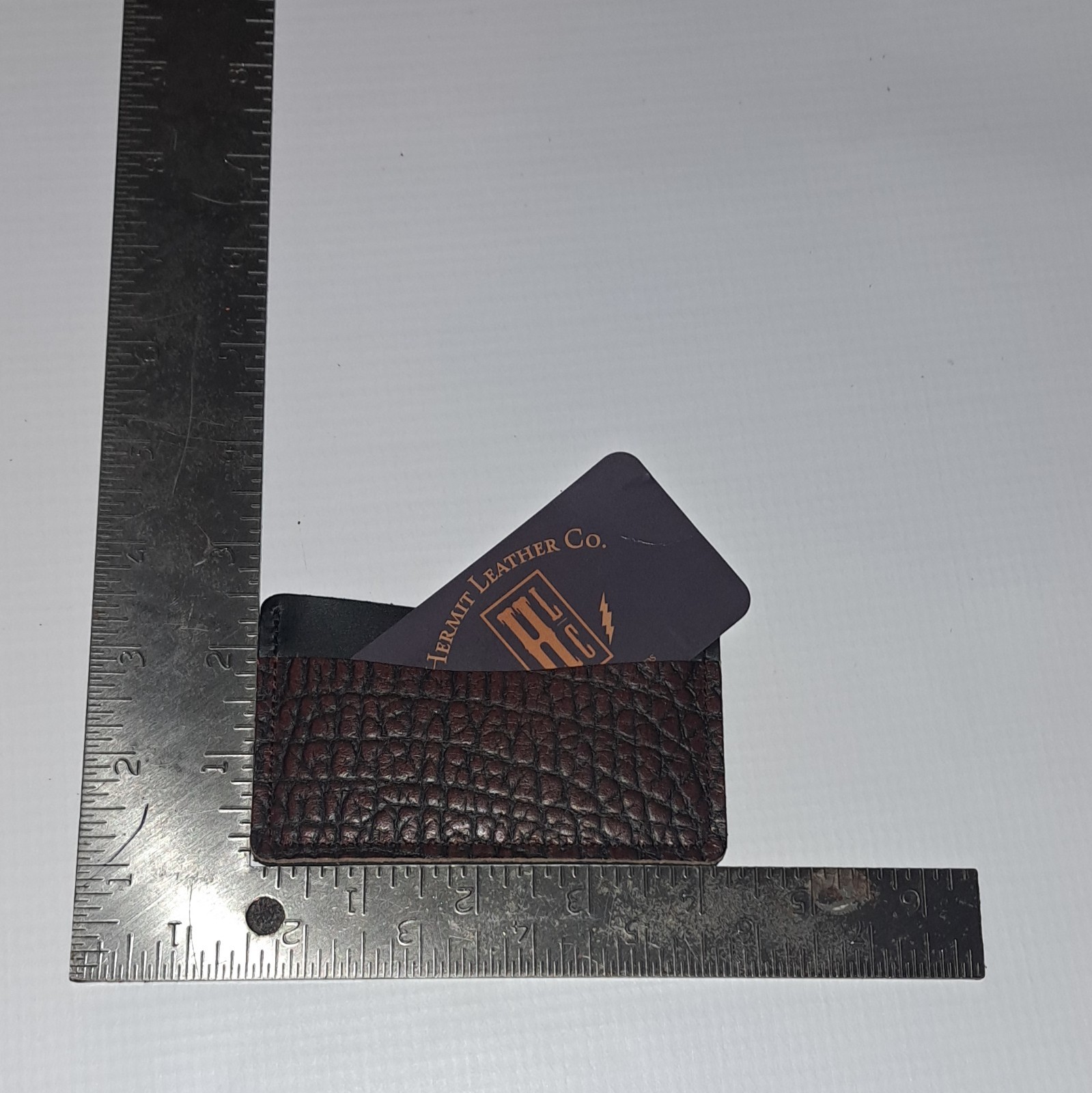 Hermit Leather Co Brown Crocodile Textured Slim Fold Credit Card Wallet