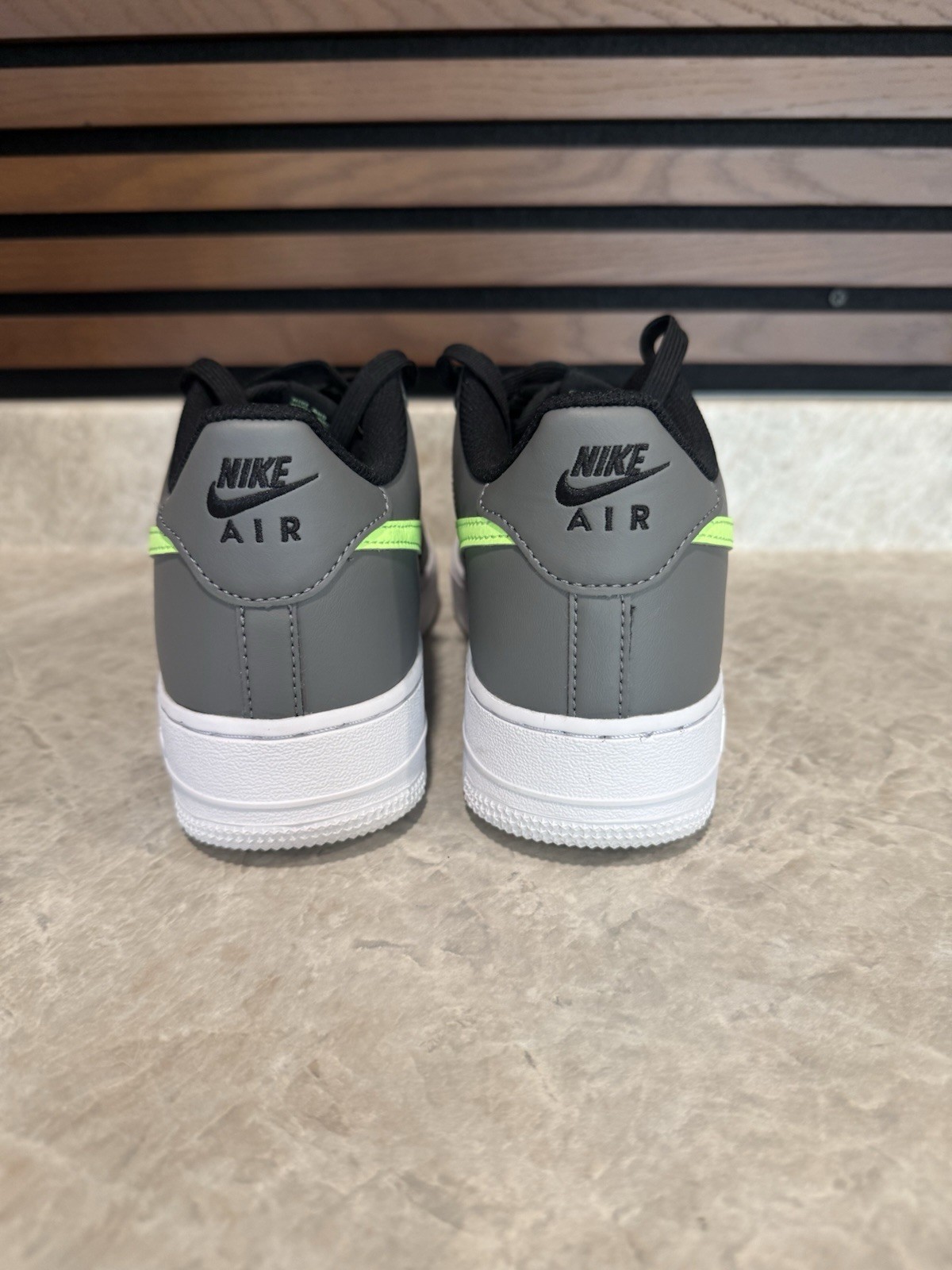 Nike Air Force 1 Low Top Lace-Up Athletic Sneakers Colorblock Gray/Black/Green