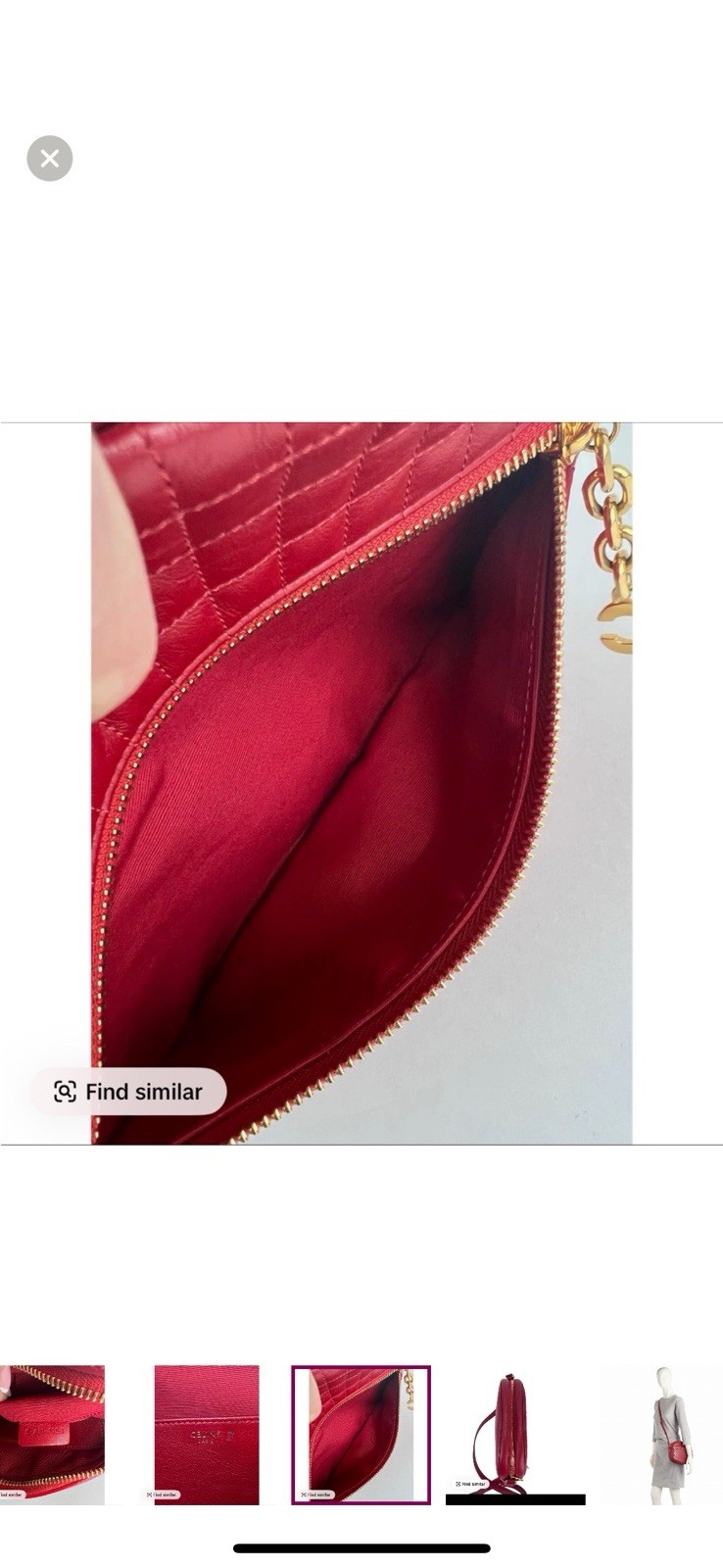 CELINE C Charm Small Crossbody Shoulder Bag Camera Red Leather Women’s Used
