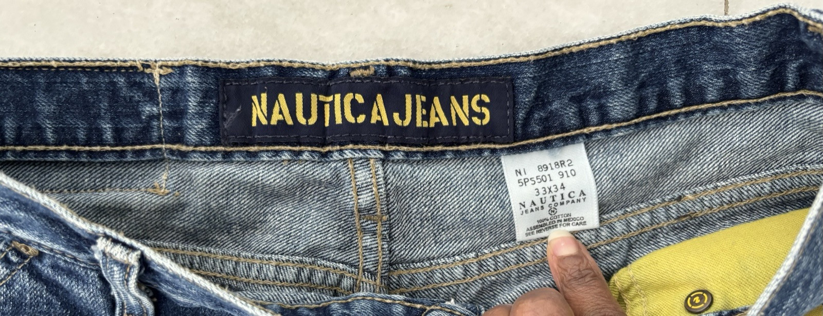 90s Nautica Jeans Cargo Pocket Baggy Blue Skater Men 33X34 Grunge Skater Hip Hop