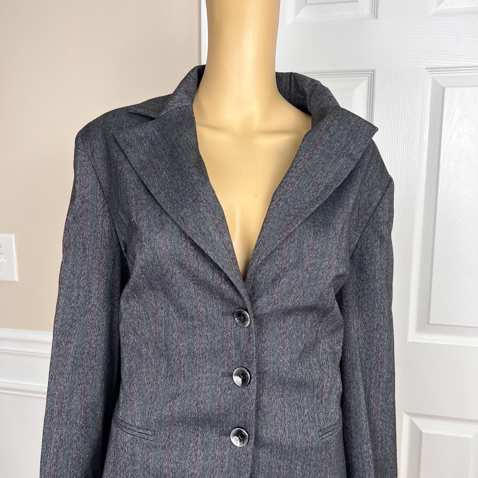 Larry Levine Polyester Rayon Stretch Skirt Suit Size 18 Charcoal Gray 2PC New