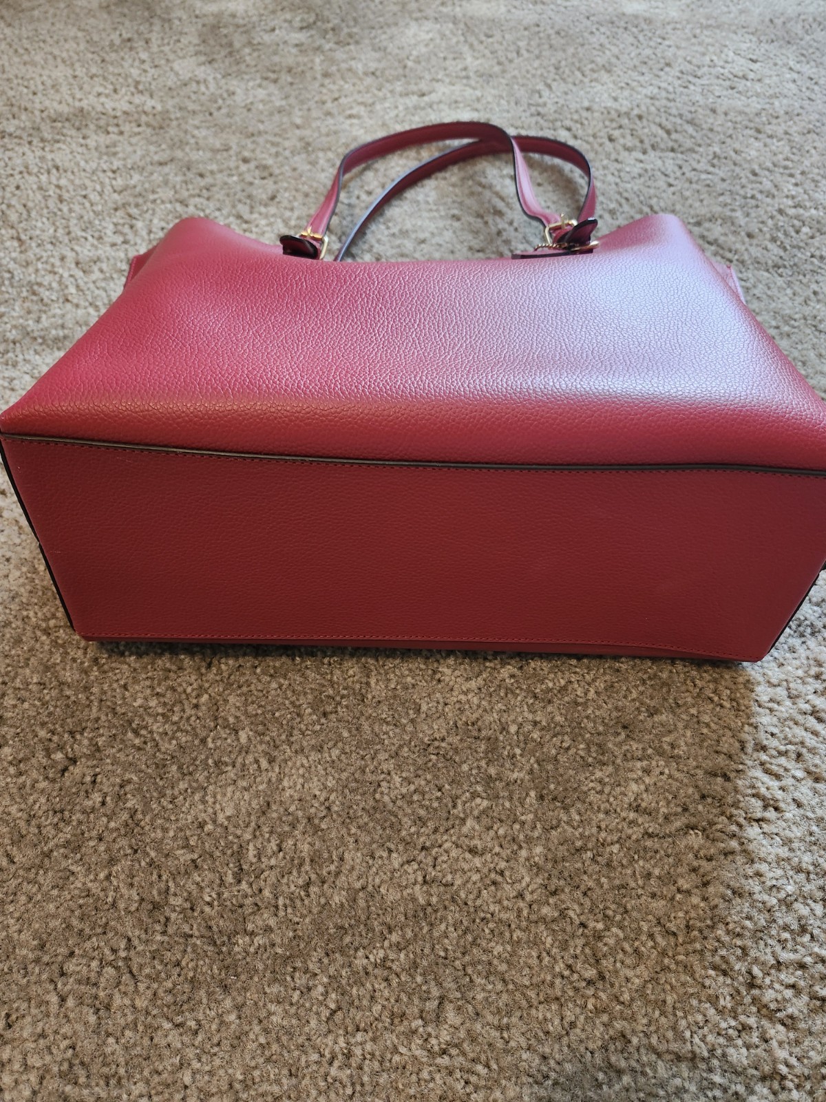 COACH Mollie Red Leather Tote Bag Light Pink Interior Gold Accent