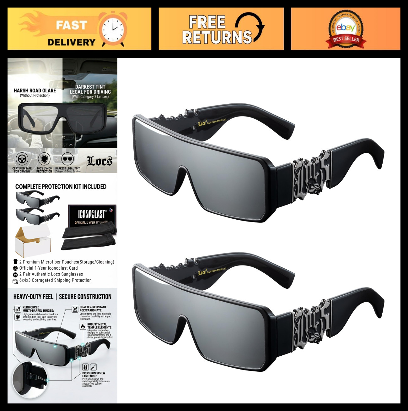 Stylish OG Gangster Shield Sunglasses with 1-Year Warranty & Pouch – UV Protecti