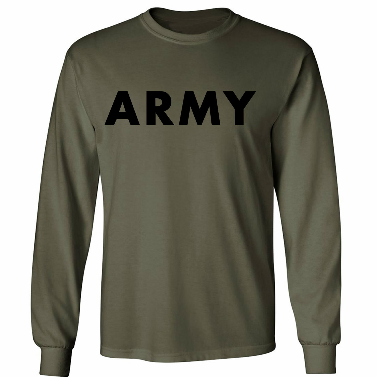 ARMY Long Sleeve T-Shirt in military green – Adult Small to 3X-Large