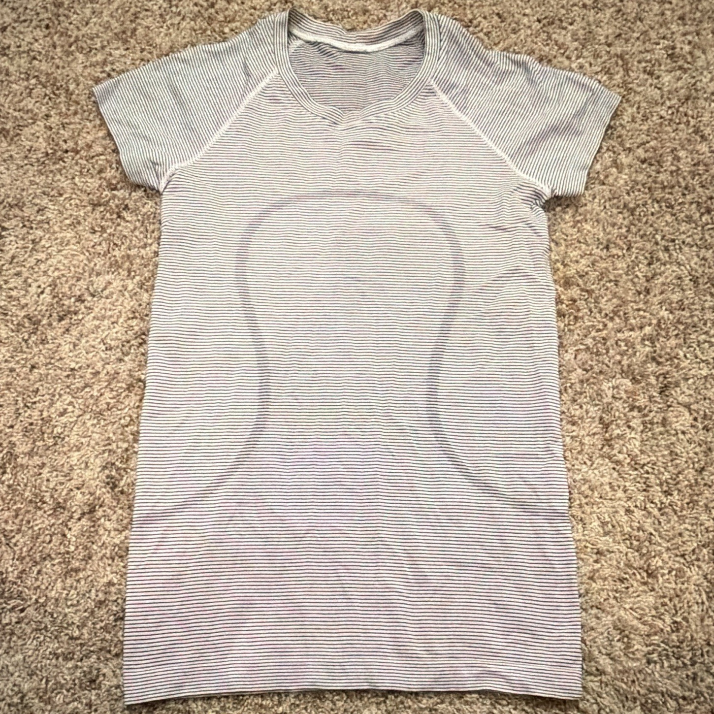 Lululemon Women’s M White/Black Striped Raglan Short Sleeve Active T-Shirt