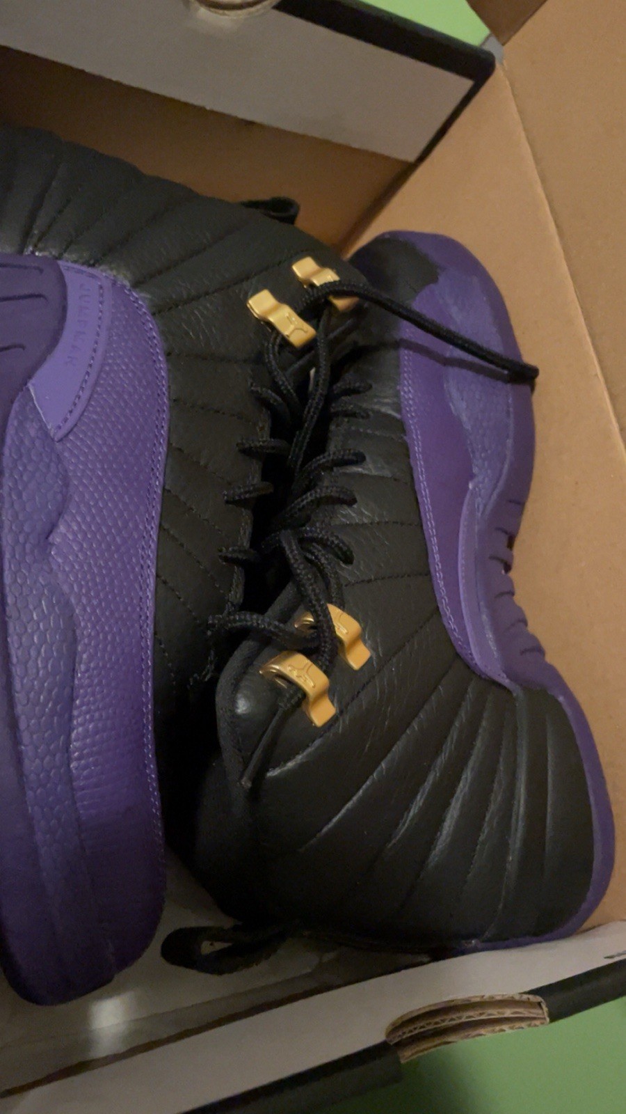Jordan 12 Boys High Top Sneakers Black Purple Gold 5Y And Air Force 1 5Y