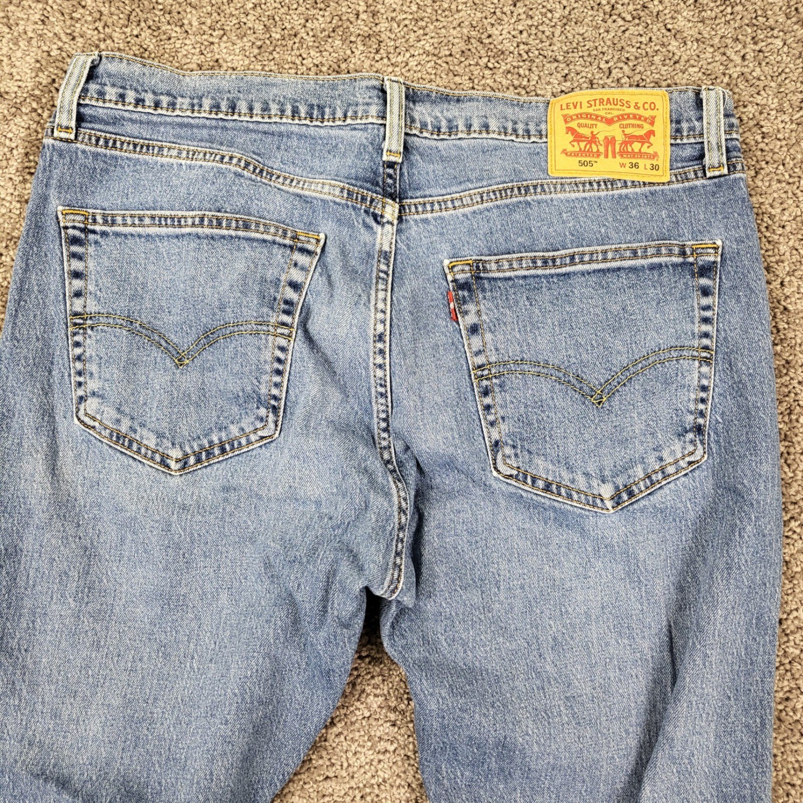 Levi’s 505 Regular Fit Jeans Men 36×30 Blue Excellent WaterLess Denim 00505-2958