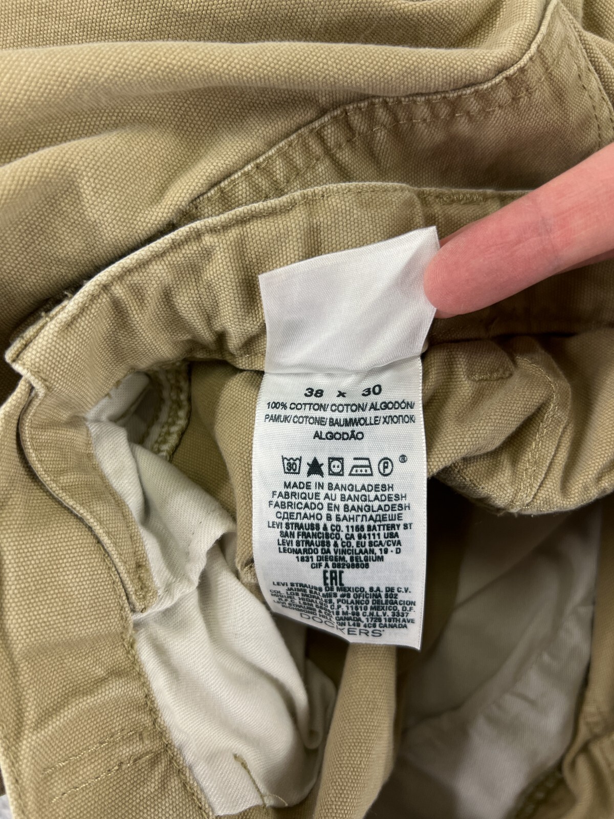 Dockers Pants Mens 38 Beige Cargo Pockets 100% Cotton DUCK Camping Outdoor