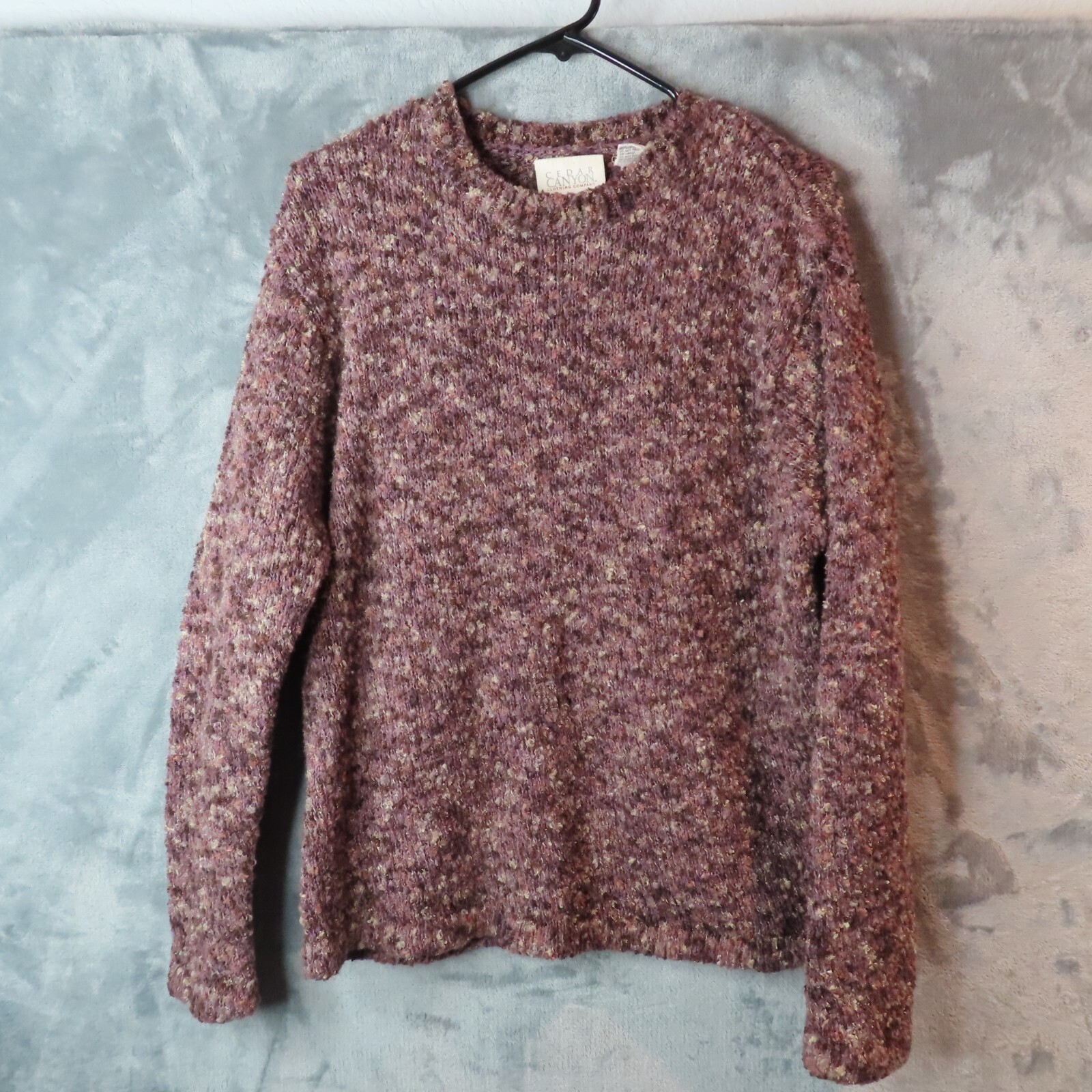 CEDAR CANYON Sweater Womens Large Purple Chunky Knit Wool Blend Outdoor VTG