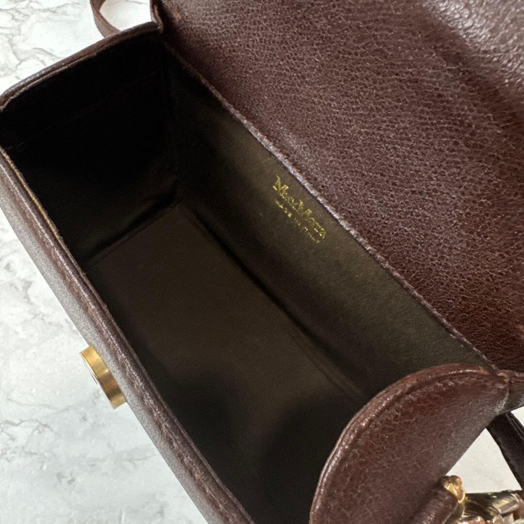 MaxMara Mini Shoulder Bag Leather Dark Brown Authentic From Japan