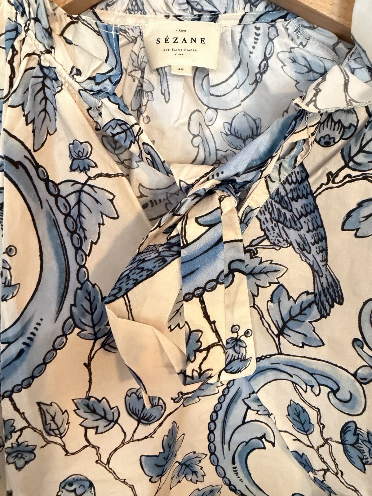 HILLIS BLOUSE – SÉZANE X ANTOINETTE POISSON – bluebirds print Size 36