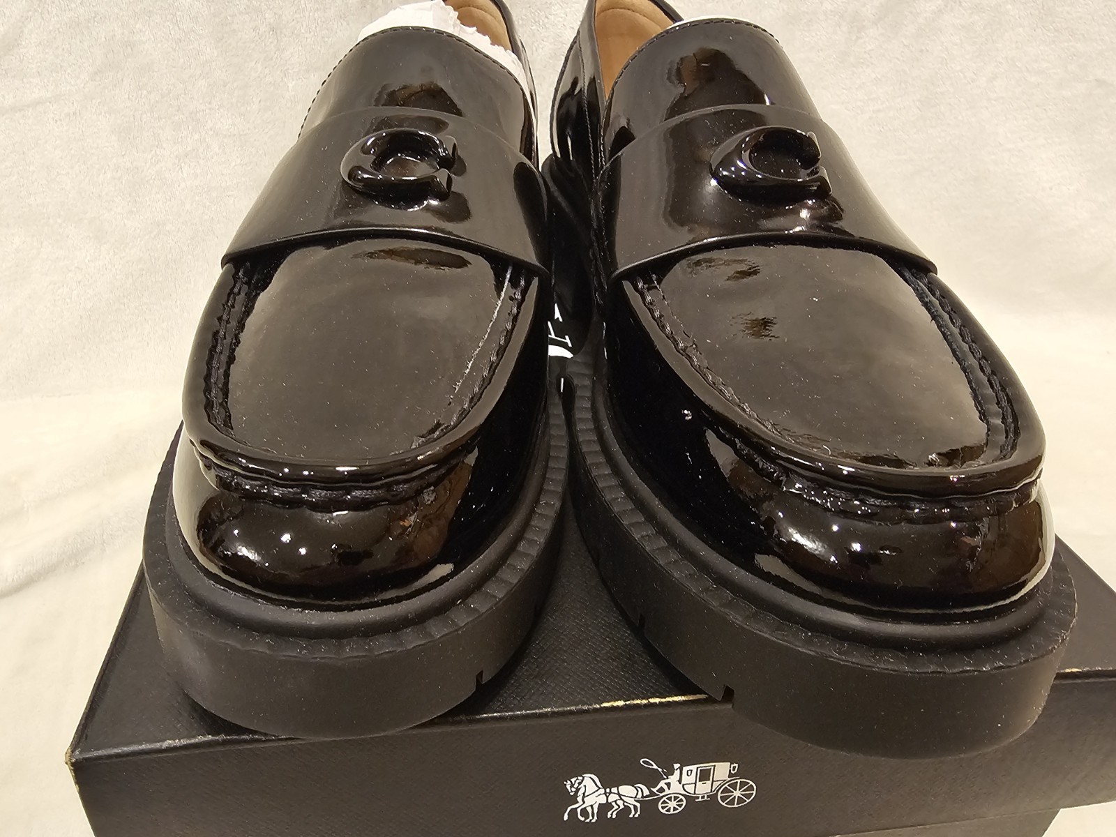 Coach Leah Black Patent Leather Loafer Women’s Sz 9B CM752 90s Inspired New