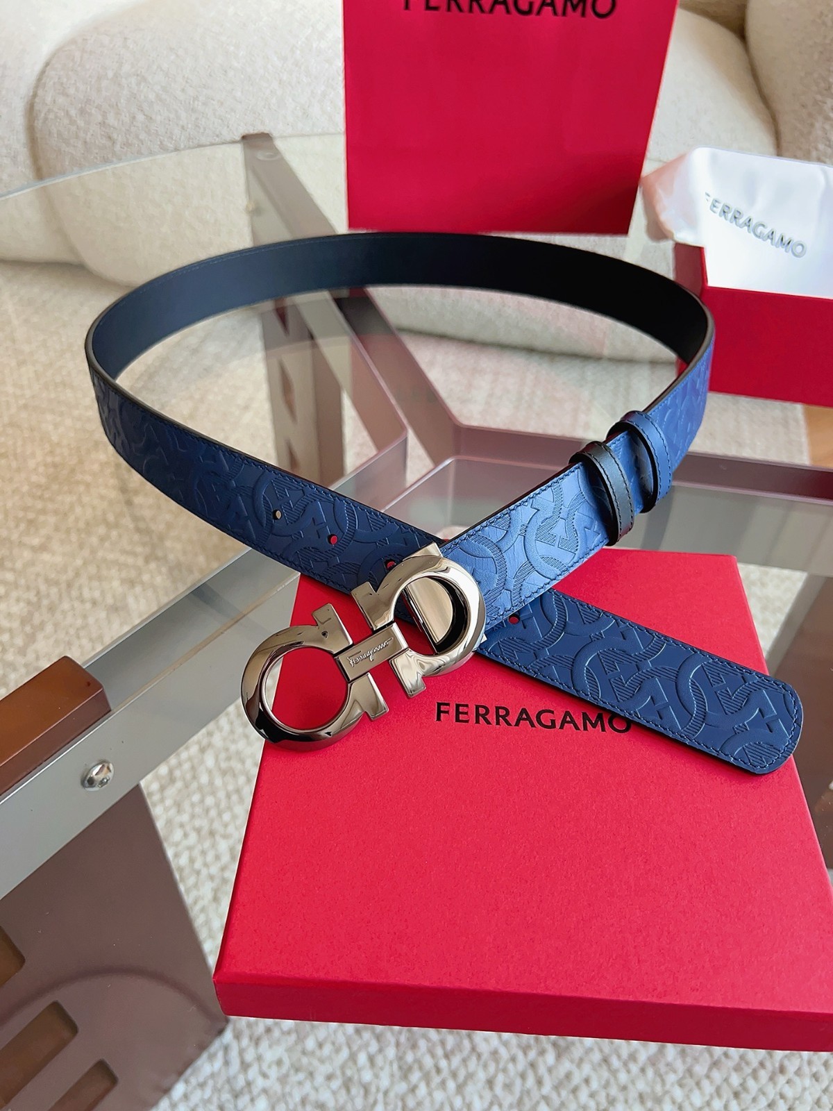 Salvatore Ferragamo Gancini Men’s Reversible Leather Belt