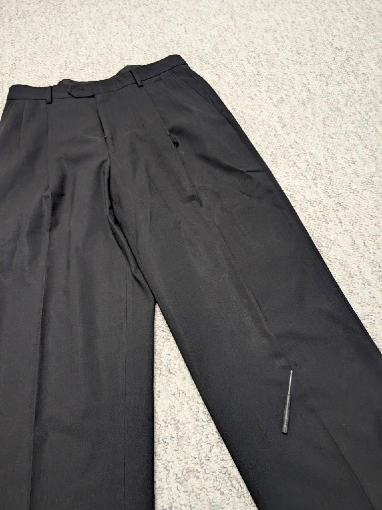 1990s vintage 2PC SUIT double breasted 40L 34×34 black WOOL lightweight