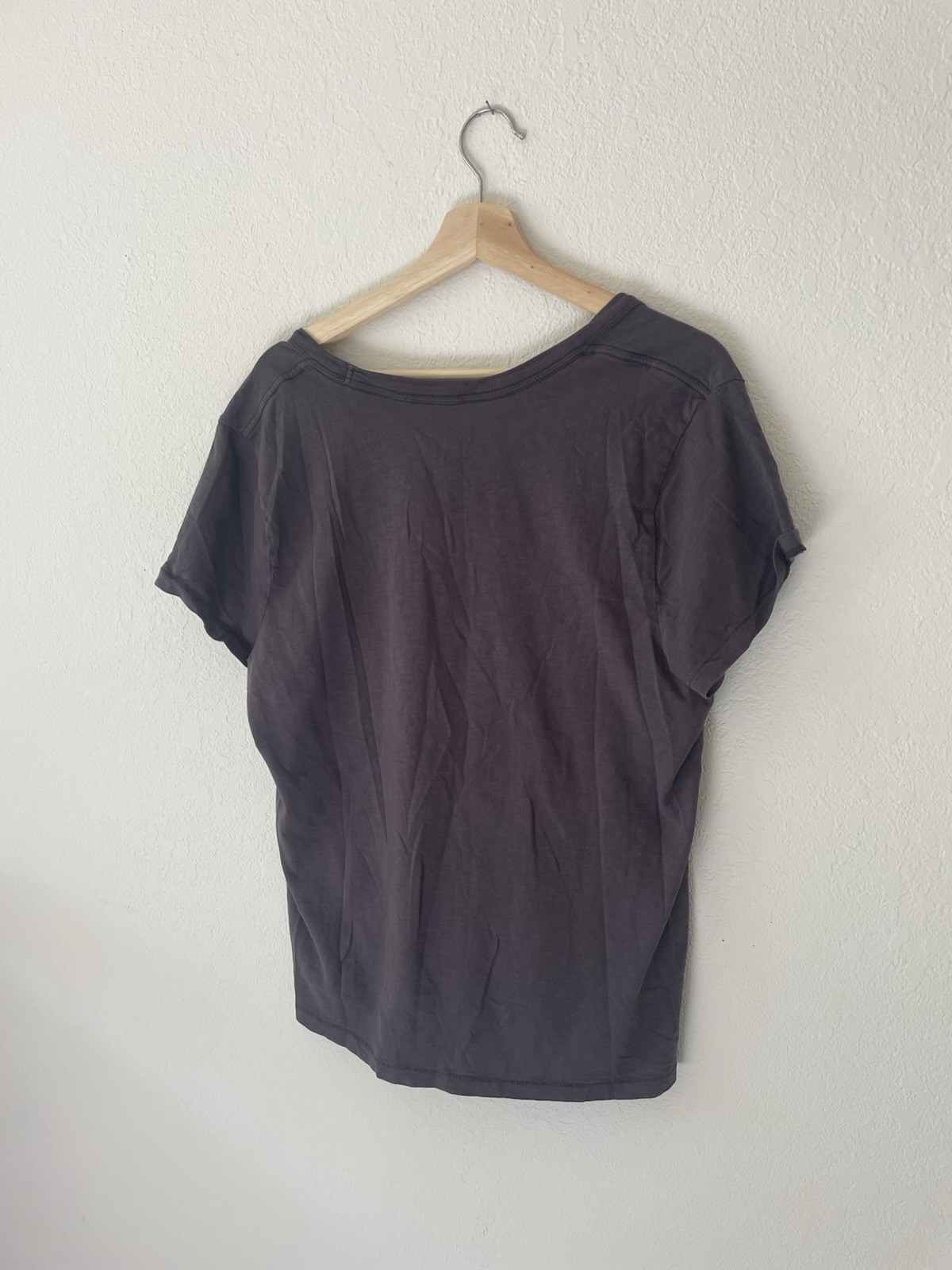 Universal Thread Cotton Knit V-Neck Short Sleeve Solid Gray T-Shirt L Regular